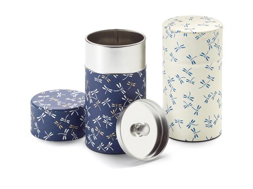 coffret Boîtes à thé Tonbo en métal recouverte de papier washi japonais décoratif 90 g